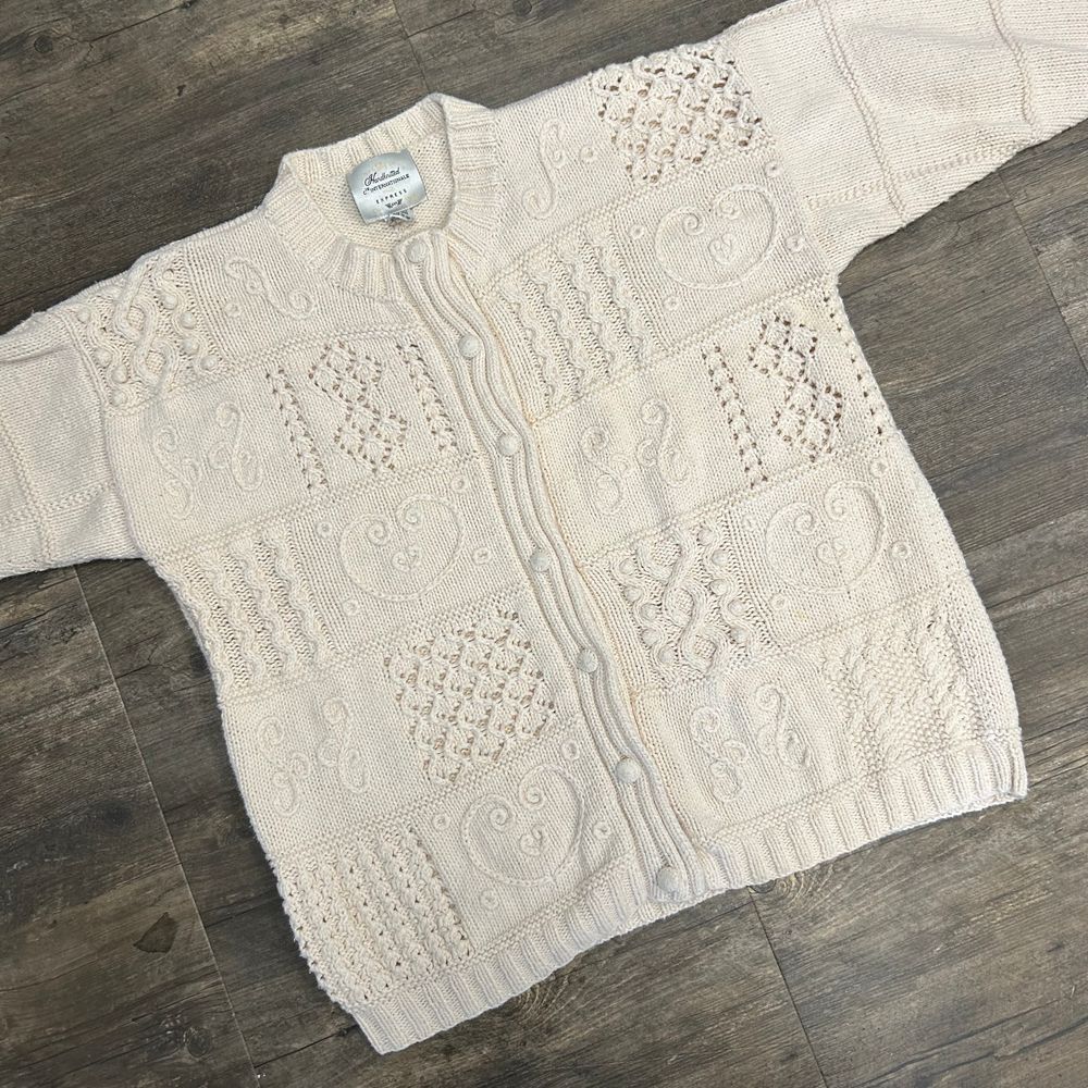 Vintage Express C. Internationale Handknitted Cardigan Sweater Women Size Medium